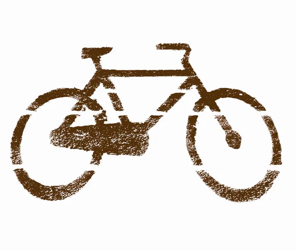 Stencil Sinal Bicicleta Preto Sobre Branco Vintage — Fotografia de Stock