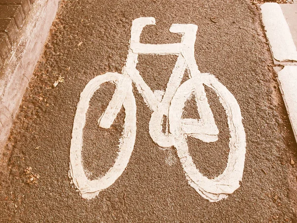 Sinal Uma Bicicleta Ciclovia Vintage — Fotografia de Stock