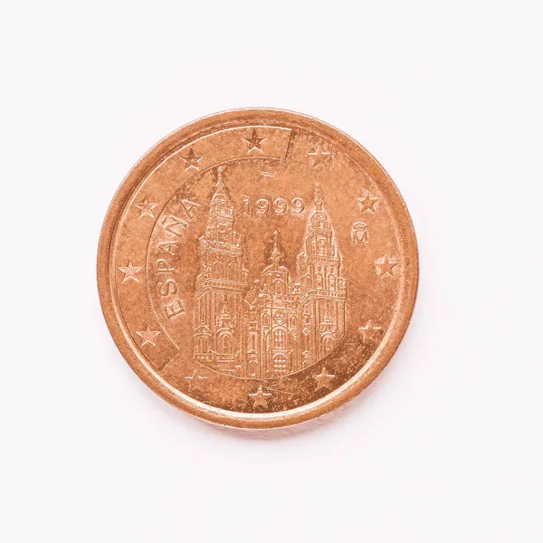 Währung Von Europa Cent Münze Aus Spanien Jahrgang — Stockfoto