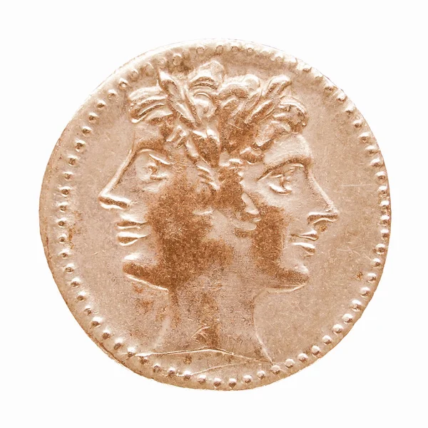 Αρχαίο Ρωμαϊκό Νόμισμα Απομονωμένο Λευκό Φόντο Vintage — Φωτογραφία Αρχείου