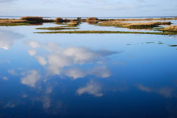 Wolkenreflecties Blauw Water Een Moeras Het Zweedse Eiland Oland — Stockfoto
