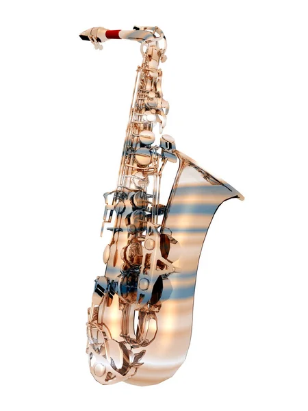 Computador Gerado Ilustração Com Saxofone Isolado Fundo Branco — Fotografia de Stock