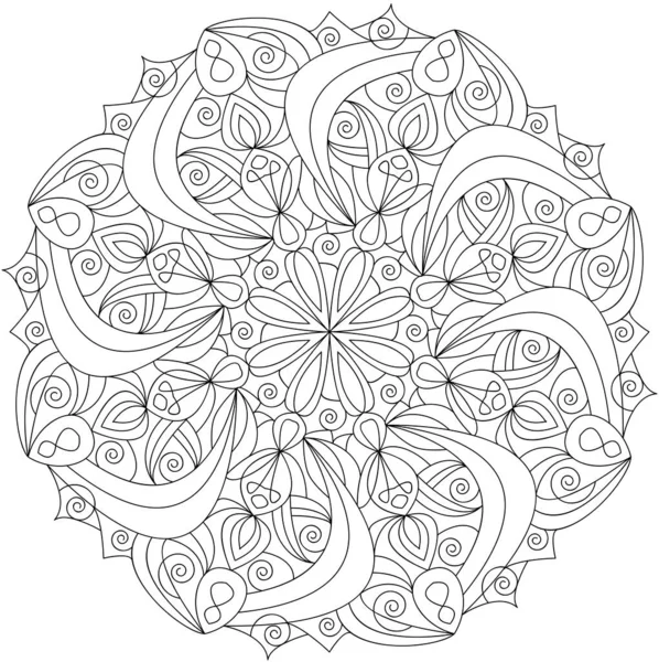 Mandala Oryginalny Kolorowanki Dla Dorosłych Pomoc Medytacji Odpoczynku — Zdjęcie stockowe