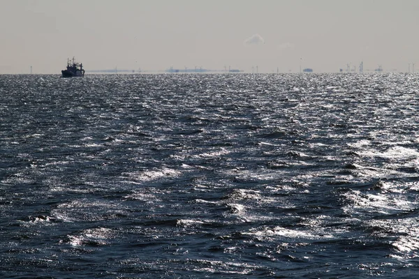 Останнє Світло Морі Теплі Сонячні Промені Хвилі Морі Похмуре Море — стокове фото