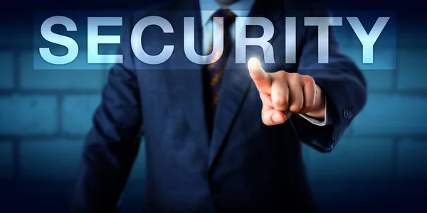 Executive Pressing Word Security Interactive Touchscreen Business Concept Security System — Stock Photo, Image