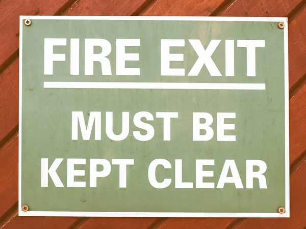 Fire Exit Sign White Text Green Vintage — Stock Photo, Image
