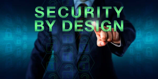 Manager Pressing Security Design Touch Screen Interface Business Metaphor Technology — Stock Photo, Image