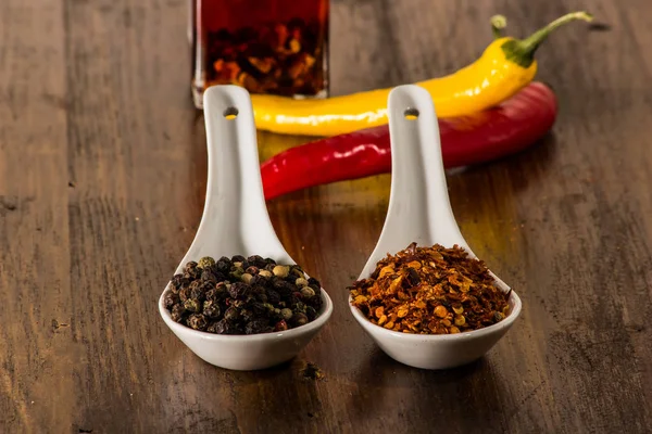 Chili Och Peppar Skal — Stockfoto