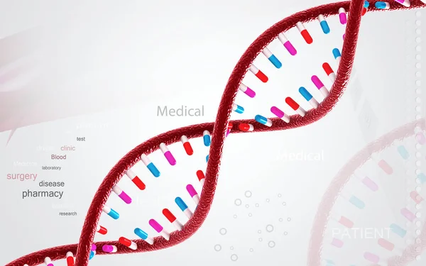 Ilustración Digital Estructura Del Adn Fondo Color — Foto de Stock