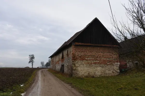 Gammal Bondgård Lantbruk Grinden Fönster Garsten Rasera Tegel — Stockfoto