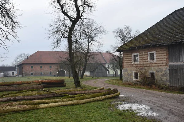 Lantgård Lantbruk Garsten Lantbruk Traditionell Lantgård Tegelbyggnad — Stockfoto