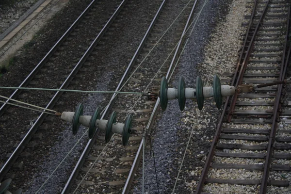 Empty Train Rails Field — Stock Photo, Image