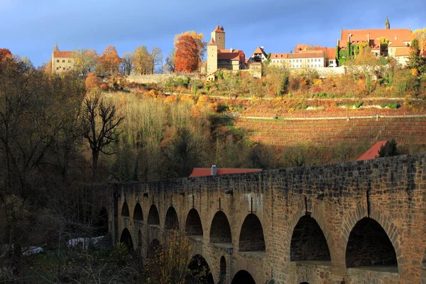 Pasado Der Tauber Puente Doble Construido Por Debajo Rothenburg Alrededor — Foto de Stock