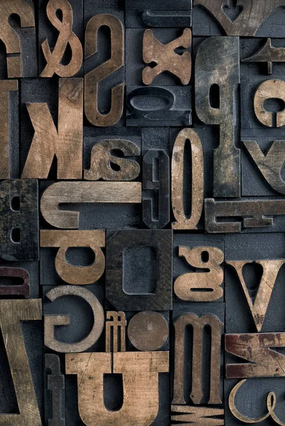 Collection Various Wood Type Letters Printing — Stock Photo, Image