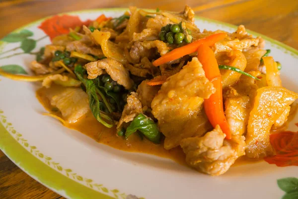 Curry Vermelho Com Javali Mahasarakarm Tailândia — Fotografia de Stock