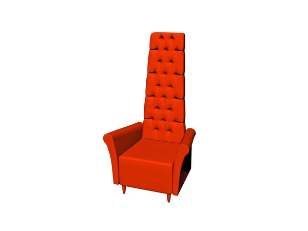 白い背景に隔離された赤いソファの3Dレンダリング — ストック写真