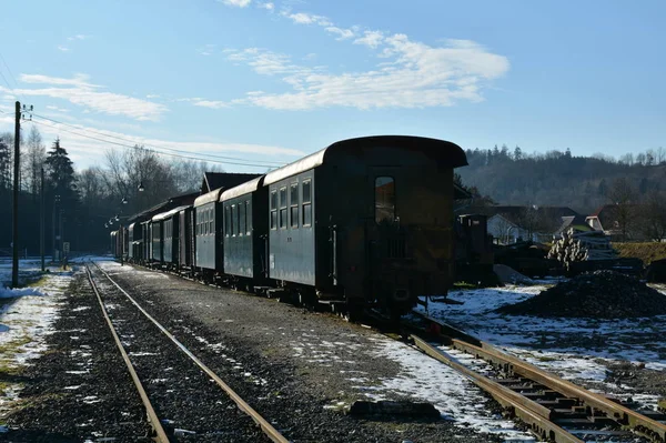 Tren Coches Vagón Turismos Vagones Mercancías Ascensores Steyr Ferrocarril Del —  Fotos de Stock