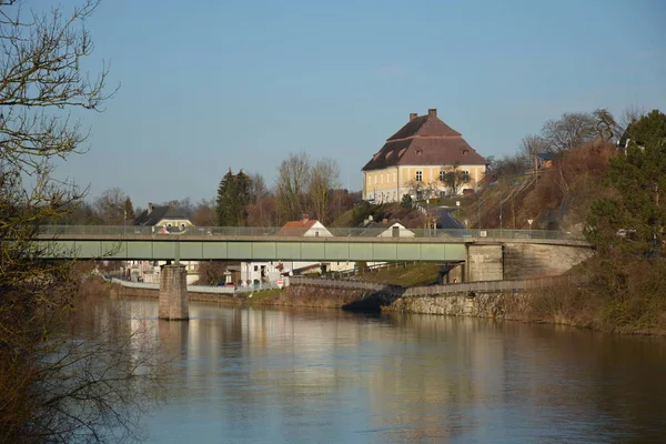 Steinbach Der Steyr River Steyr Steyr Military Village Bridge Church — Stok fotoğraf