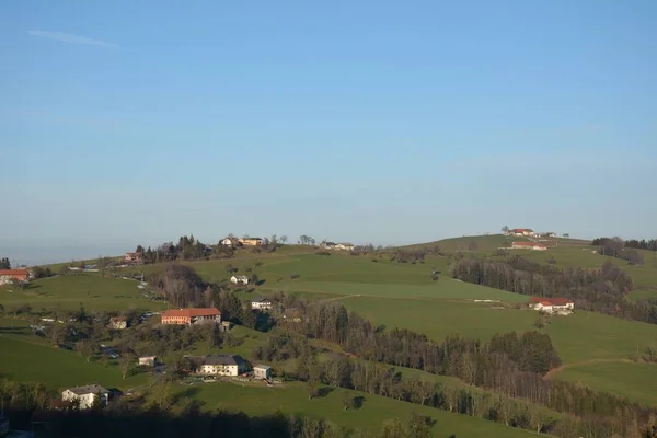Wiesen Felder Aschach Der Steyr Voralpenland Oberösterreich Steyrtal Ennstal Hügel — Stockfoto