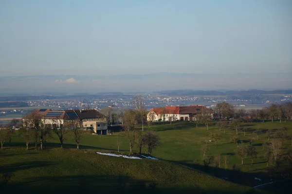 Wiesen Felder Aschach Der Steyr Voralpenland Oberösterreich Steyrtal Ennstal Hügel — Stockfoto