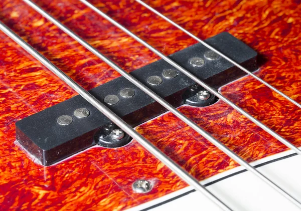 Captadores Guitarra Baixo Fechar Imagem Macro — Fotografia de Stock