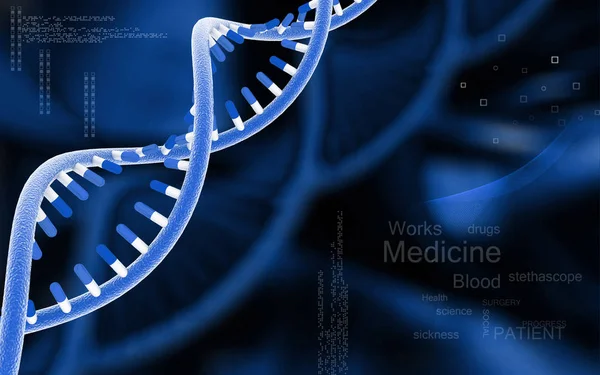 Ilustración Digital Estructura Del Adn Fondo Color — Foto de Stock