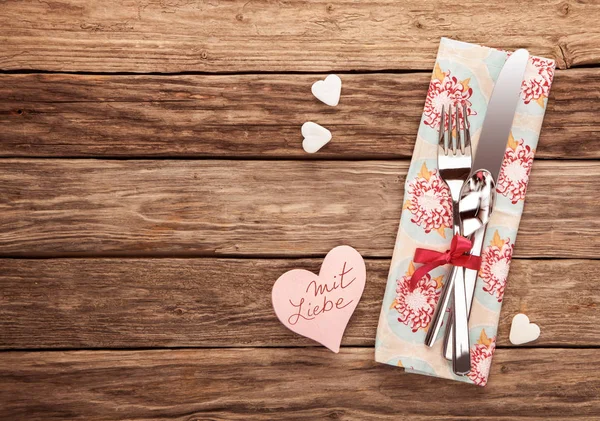 Mit Liebe Día San Valentín Aniversario Escrito Corazón Papel Rosa —  Fotos de Stock