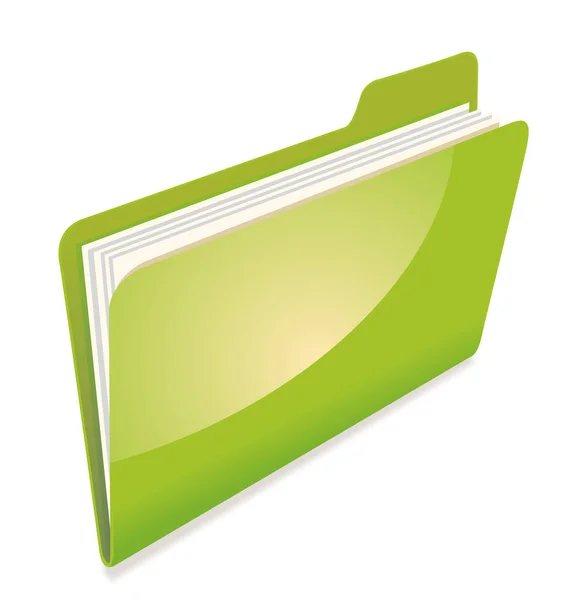 在白色上隔离的绿色文件夹图标 — 图库照片