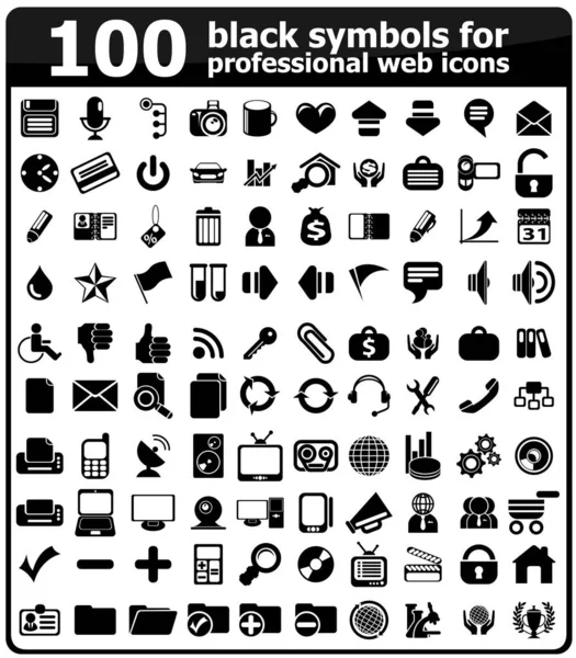 100 Negro Negocios Simplemente Iconos Para Web Interfaz Usuario —  Fotos de Stock