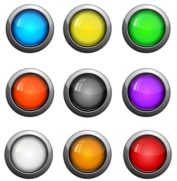 Glossy Color Button Set Web Icons — Stock Photo, Image