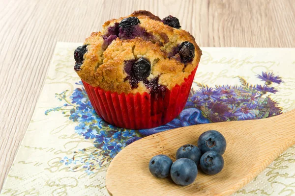 Blueberry Cupcake Decoration Napkin — Stock Photo, Image