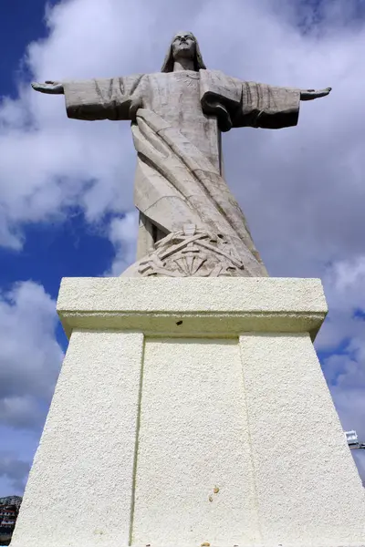 jesus statue christo rei at the ponta do garajau,madeira,portugal