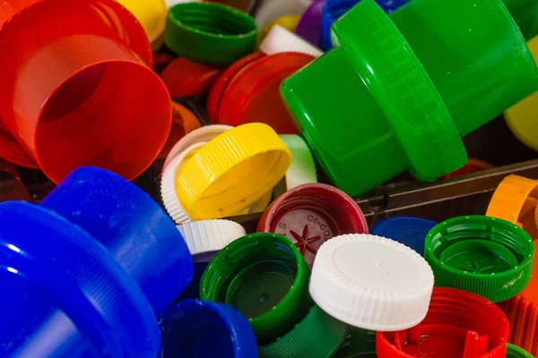 Molti Tappi Colorati Plastica — Foto Stock