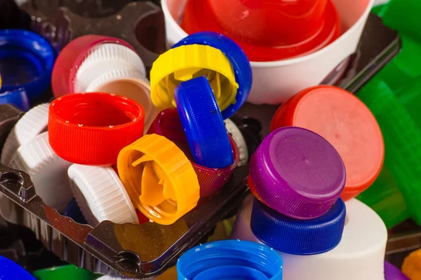 Muchas Tapas Colores Plástico — Foto de Stock