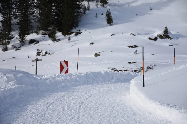 Pista Esqui Esqui Cross Country Stallersattel Tirol Oriental Trilha Estrada — Fotografia de Stock