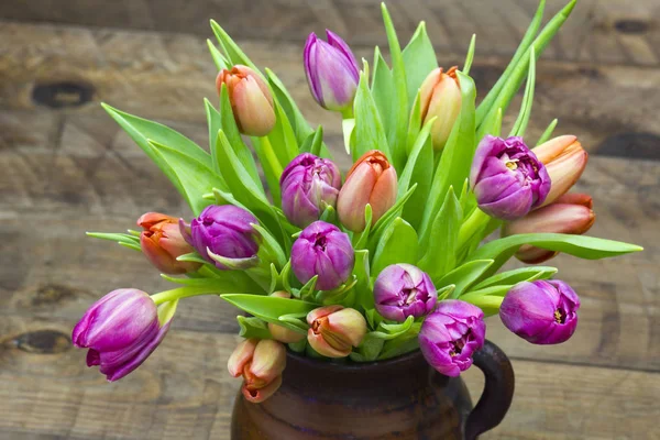 Tulipes Colorées Dans Vase — Photo