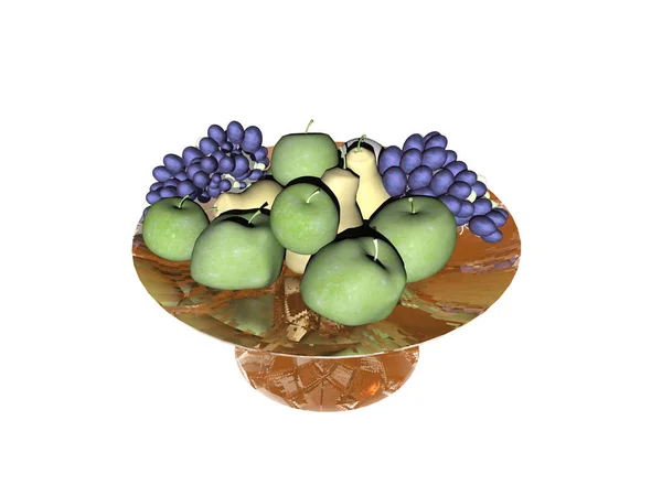 Egy Csomó Gyümölcsöt Egy Pohár Zöld Almát — Stock Fotó