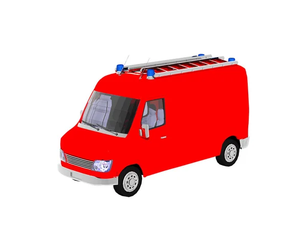 Червона Пожежна Машина Ізольована Білому Тлі — стокове фото