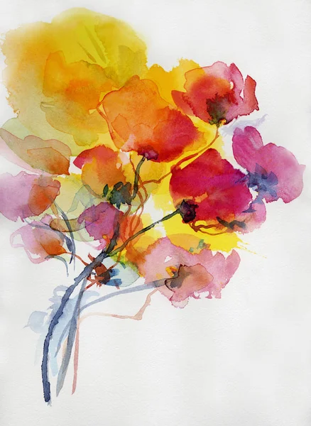 Poppies Painting Watercolor Paper — Stock Photo, Image