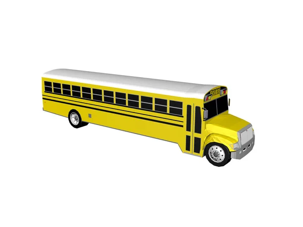 Gele Bus Geïsoleerd Witte Achtergrond — Stockfoto