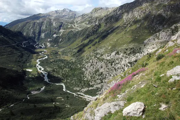 Vista Sulla Valle Originaria Del Rodano Vallese Svizzera — Foto Stock