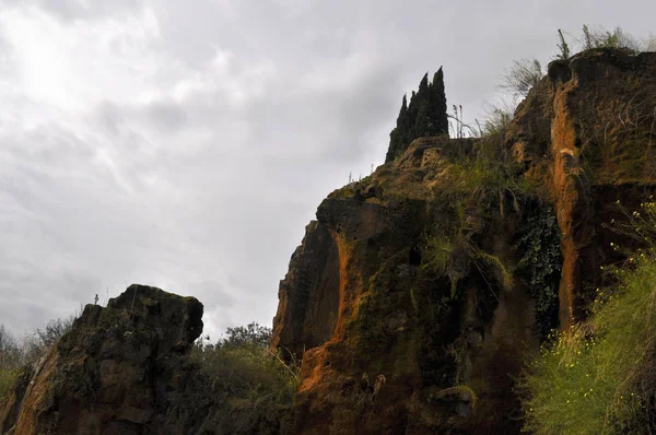 Coberto Paisagem Romântica Ruínas Fórum Romano Itália — Fotografia de Stock