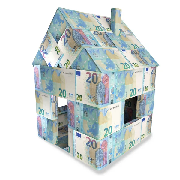 Haus Der Euro Scheine Und Ein Neues Zuhause — Stockfoto