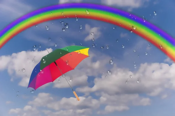 Rainbow Umbrella Sky — Stock Photo, Image