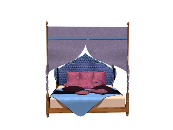 Cadeira Madeira Velha Com Travesseiro Fundo Branco — Fotografia de Stock