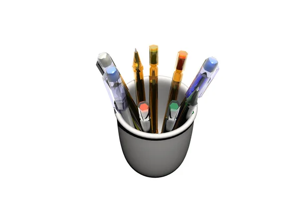 Color Pencils Glass Isolated White — Stock Photo, Image