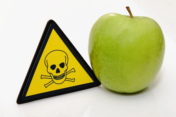 Додаток Зеленого Яблука Знак Який Попереджає Про Отруту — стокове фото