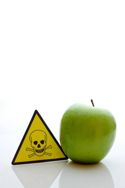 Додаток Зеленого Яблука Знак Який Попереджає Про Отруту — стокове фото