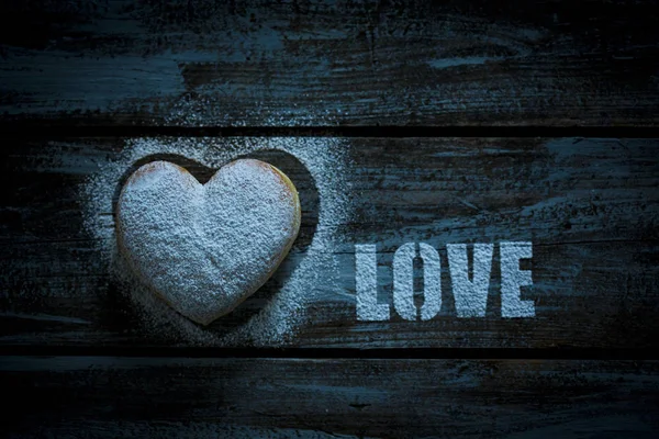 Koblihy Tvaru Srdce Písmena Lásky — Stock fotografie