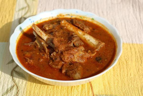 Indian Style Mutton Curry Thick Spicy Gravy Indian Style Meat — Stockfoto